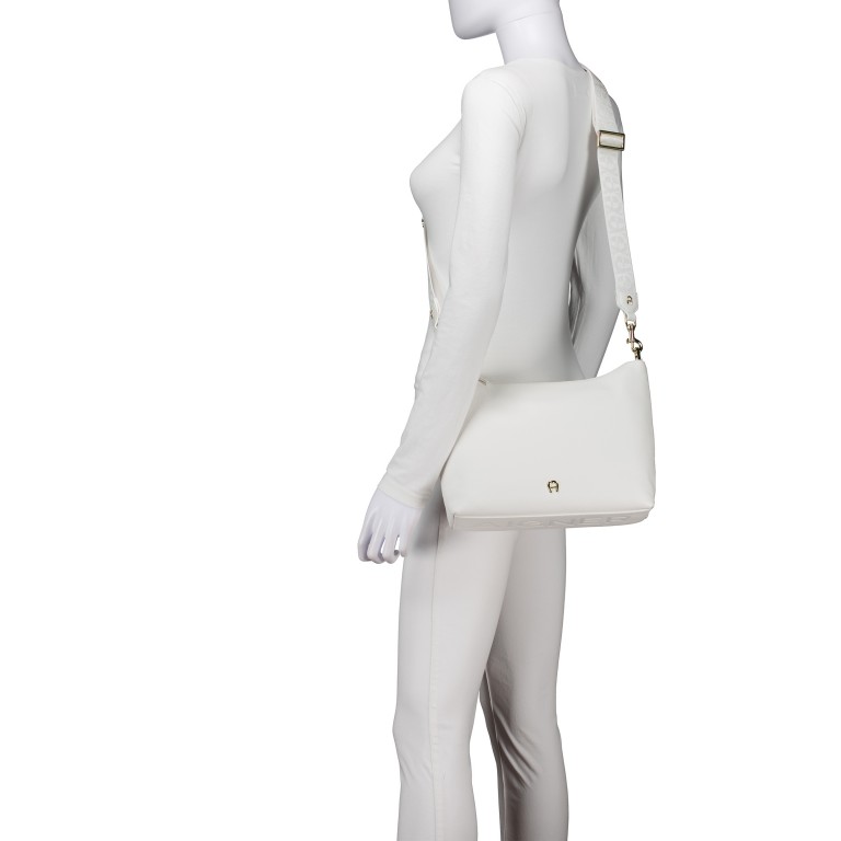 Beuteltasche Zita S Cotton White, Farbe: weiß, Marke: AIGNER, EAN: 4055539679216, Abmessungen in cm: 30x22x9, Bild 4 von 6