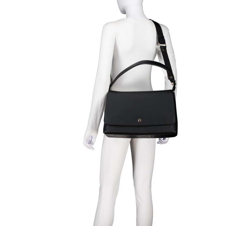 Umhängetasche Zita M Black Gold, Farbe: schwarz, Marke: AIGNER, EAN: 4055539679612, Abmessungen in cm: 37x25x11, Bild 6 von 8