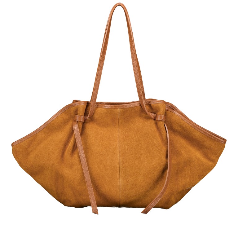 Shopper Velours Cognac, Farbe: cognac, Marke: Hausfelder Manufaktur, EAN: 4065646028753, Abmessungen in cm: 27x30x15.5, Bild 3 von 5