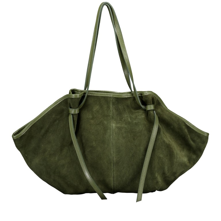 Shopper Velours Oliv, Farbe: grün/oliv, Marke: Hausfelder Manufaktur, EAN: 4065646028777, Abmessungen in cm: 27x30x15.5, Bild 3 von 5