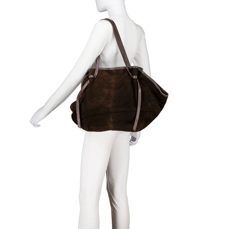Shopper Velours Dunkelbraun, Farbe: braun, Marke: Hausfelder Manufaktur, EAN: 4065646028784, Abmessungen in cm: 27x30x15.5, Bild 4 von 5