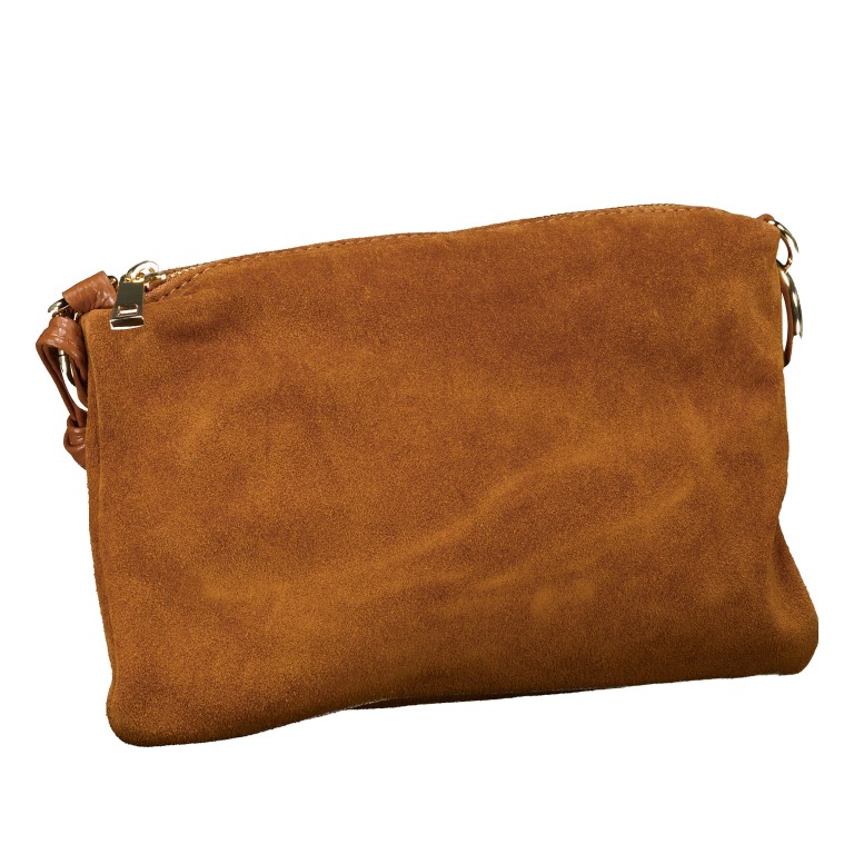 Umhängetasche Velours mit Goldfittings Cognac, Farbe: cognac, Marke: Hausfelder Manufaktur, EAN: 4065646028807, Abmessungen in cm: 25x15x1, Bild 2 von 8