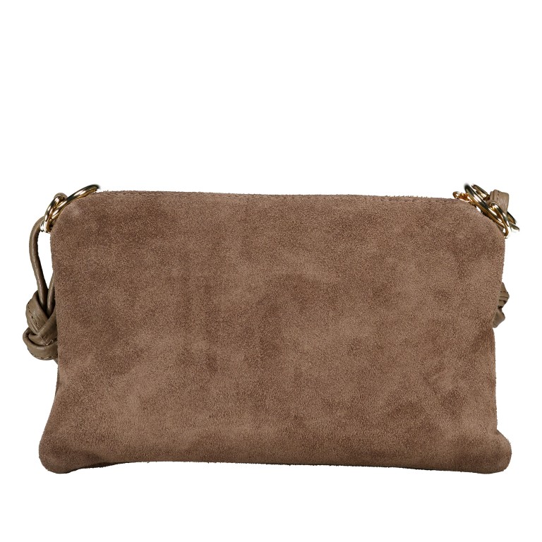 Umhängetasche Velours mit Goldfittings Taupe, Farbe: taupe/khaki, Marke: Hausfelder Manufaktur, EAN: 4065646028814, Abmessungen in cm: 25x15x1, Bild 3 von 8