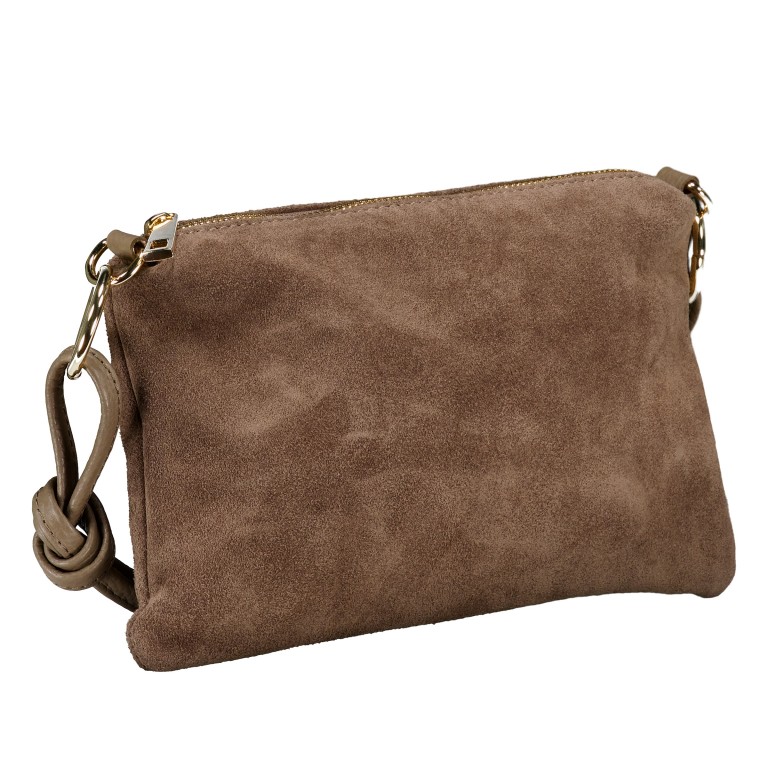 Umhängetasche Velours mit Goldfittings Taupe, Farbe: taupe/khaki, Marke: Hausfelder Manufaktur, EAN: 4065646028814, Abmessungen in cm: 25x15x1, Bild 2 von 8