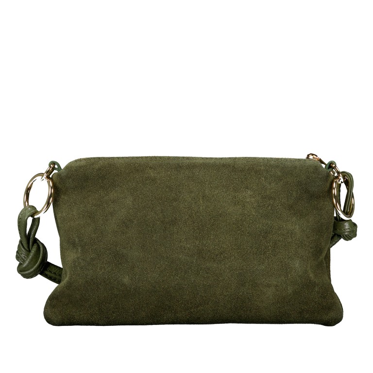 Umhängetasche Velours mit Goldfittings Oliv, Farbe: grün/oliv, Marke: Hausfelder Manufaktur, EAN: 4065646028821, Abmessungen in cm: 25x15x1, Bild 3 von 8