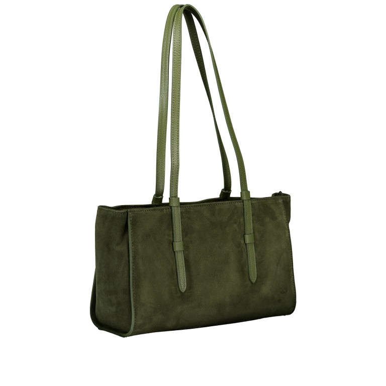 Shopper Velours Oliv, Farbe: grün/oliv, Marke: Hausfelder Manufaktur, EAN: 4065646028876, Abmessungen in cm: 36x22x13.5, Bild 2 von 5