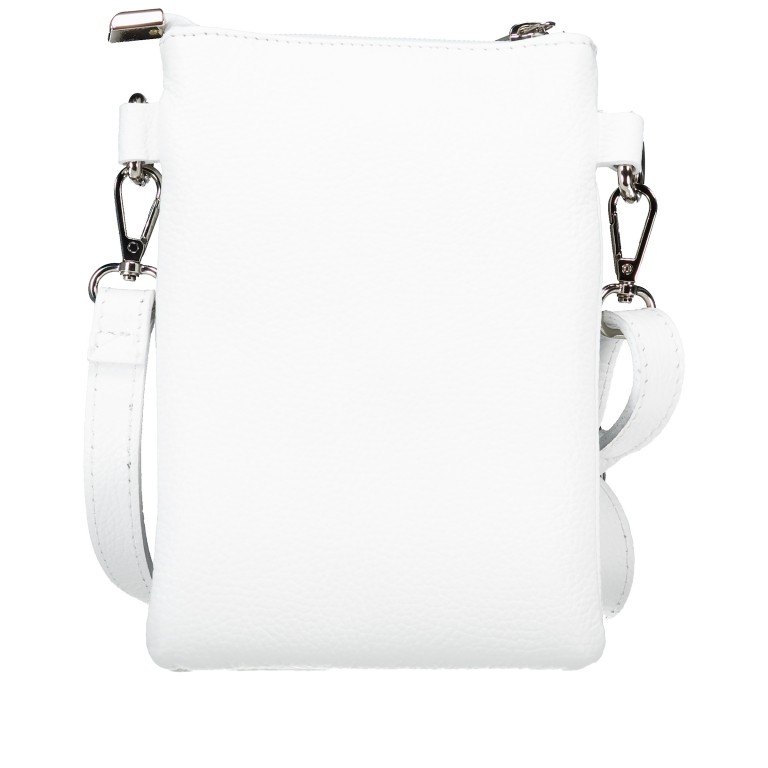 Umhängetasche / Handytasche mit Silberfittings Weiß, Farbe: weiß, Marke: Hausfelder Manufaktur, EAN: 4065646028937, Abmessungen in cm: 14.5x21x1.7, Bild 3 von 6