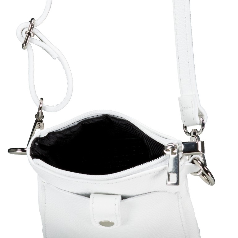 Umhängetasche / Handytasche mit Silberfittings Weiß, Farbe: weiß, Marke: Hausfelder Manufaktur, EAN: 4065646028937, Abmessungen in cm: 14.5x21x1.7, Bild 6 von 6