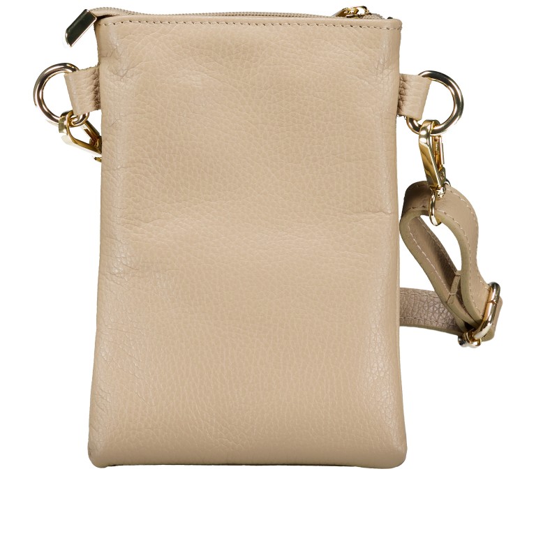 Umhängetasche / Handytasche mit Goldfittings Sand, Farbe: beige, Marke: Hausfelder Manufaktur, EAN: 4065646028951, Abmessungen in cm: 14.5x21x1.7, Bild 3 von 6