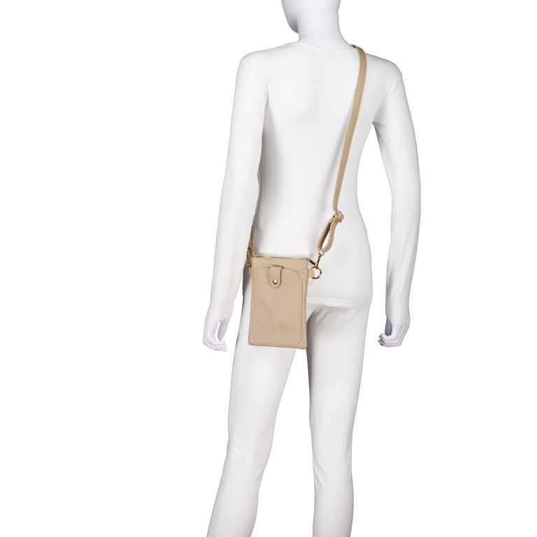 Umhängetasche / Handytasche mit Goldfittings Sand, Farbe: beige, Marke: Hausfelder Manufaktur, EAN: 4065646028951, Abmessungen in cm: 14.5x21x1.7, Bild 5 von 6