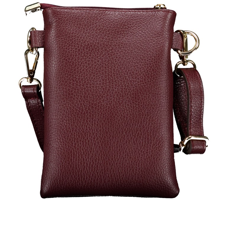 Umhängetasche / Handytasche mit Goldfittings Weinrot, Farbe: rot/weinrot, Marke: Hausfelder Manufaktur, EAN: 4065646028968, Abmessungen in cm: 14.5x21x1.7, Bild 3 von 6