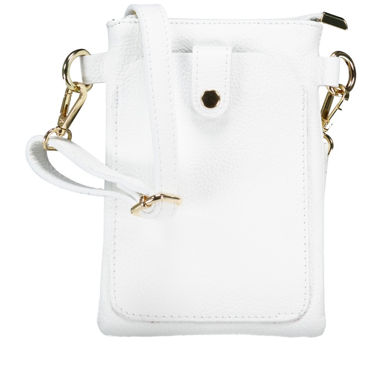 Umhängetasche / Handytasche mit Goldfittings Weiß, Farbe: weiß, Marke: Hausfelder Manufaktur, EAN: 4065646028982, Abmessungen in cm: 14.5x21x1.7, Bild 1 von 6