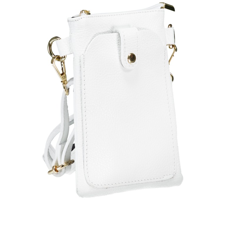 Umhängetasche / Handytasche mit Goldfittings Weiß, Farbe: weiß, Marke: Hausfelder Manufaktur, EAN: 4065646028982, Abmessungen in cm: 14.5x21x1.7, Bild 2 von 6