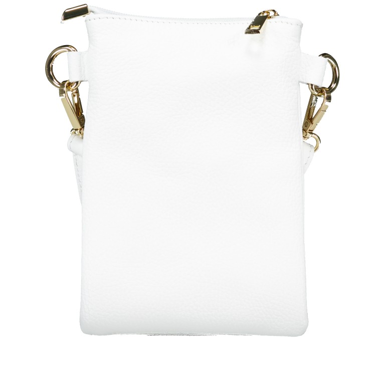 Umhängetasche / Handytasche mit Goldfittings Weiß, Farbe: weiß, Marke: Hausfelder Manufaktur, EAN: 4065646028982, Abmessungen in cm: 14.5x21x1.7, Bild 3 von 6