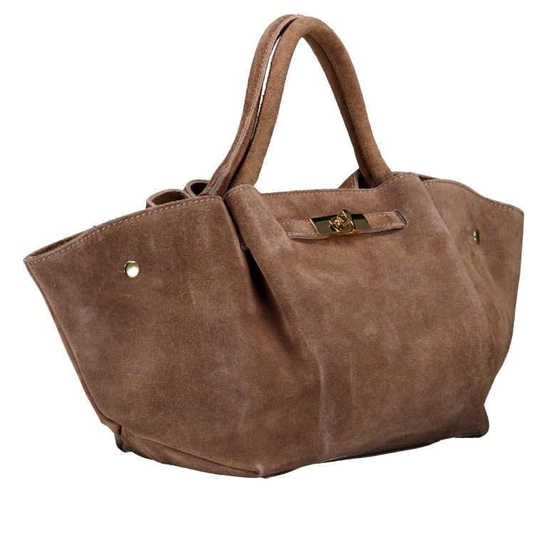 Handtasche Velours Taupe, Farbe: taupe/khaki, Marke: Hausfelder Manufaktur, EAN: 4065646029040, Abmessungen in cm: 23x22x14.5, Bild 2 von 7