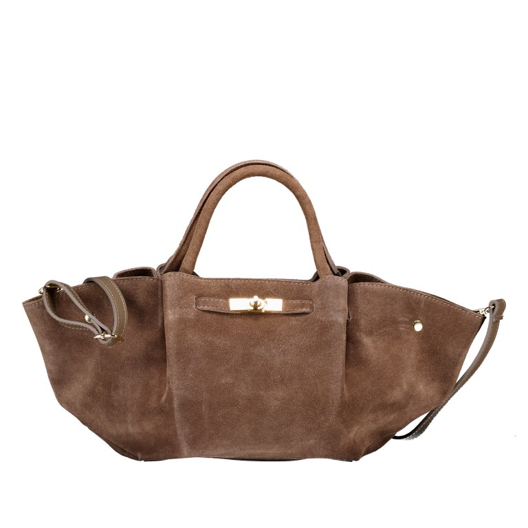 Handtasche Velours Taupe, Farbe: taupe/khaki, Marke: Hausfelder Manufaktur, EAN: 4065646029040, Abmessungen in cm: 23x22x14.5, Bild 1 von 7