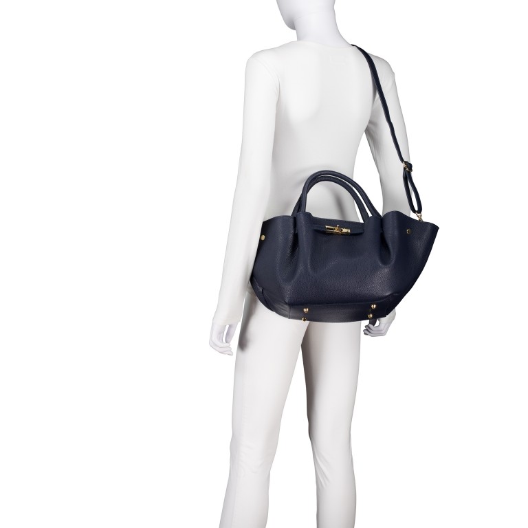 Handtasche Dollaro Dunkelblau, Farbe: blau/petrol, Marke: Hausfelder Manufaktur, EAN: 4065646029088, Abmessungen in cm: 23x22x14.5, Bild 6 von 7