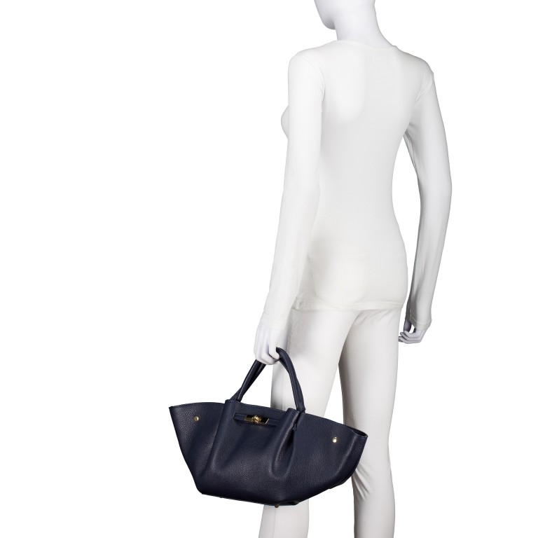 Handtasche Dollaro Dunkelblau, Farbe: blau/petrol, Marke: Hausfelder Manufaktur, EAN: 4065646029088, Abmessungen in cm: 23x22x14.5, Bild 4 von 7