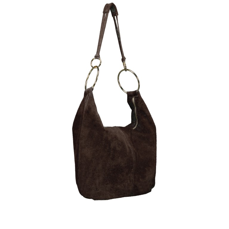 Beuteltasche Velours mit Goldfittings Dunkelbraun, Farbe: braun, Marke: Hausfelder Manufaktur, EAN: 4065646029095, Abmessungen in cm: 46x35.5x6, Bild 2 von 6