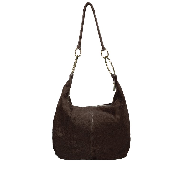 Beuteltasche Velours mit Goldfittings Dunkelbraun, Farbe: braun, Marke: Hausfelder Manufaktur, EAN: 4065646029095, Abmessungen in cm: 46x35.5x6, Bild 3 von 6