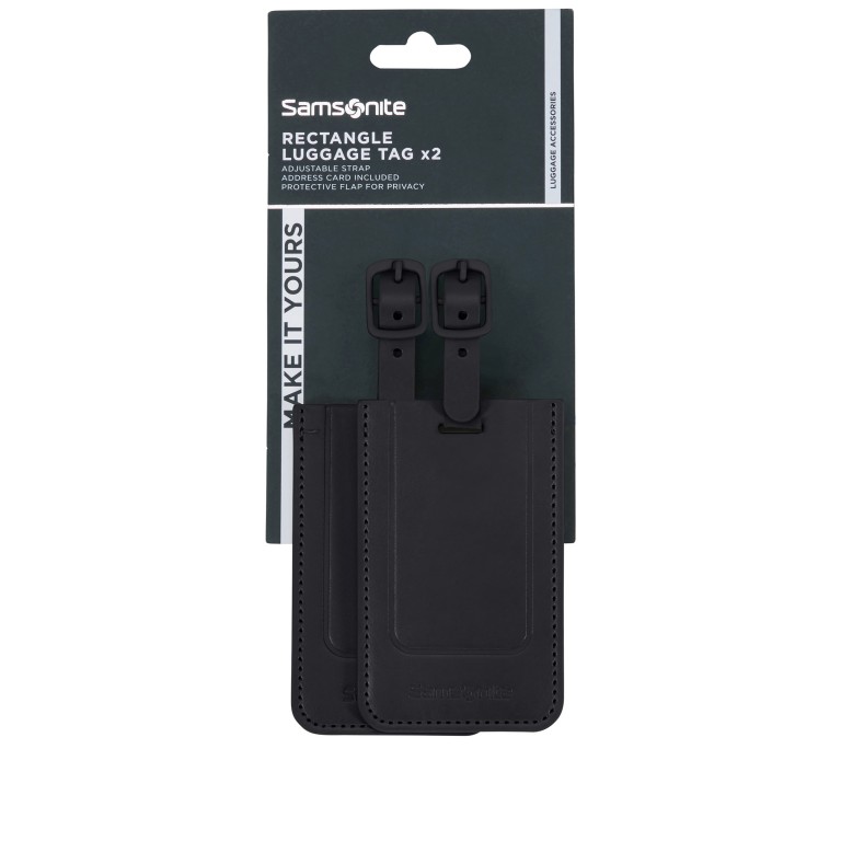 Kofferanhänger TA Revolution Rectangle Luggage Tag 2er-Set Black, Farbe: schwarz, Marke: Samsonite, EAN: 5400520336910, Abmessungen in cm: 6.5x15x1, Bild 4 von 4