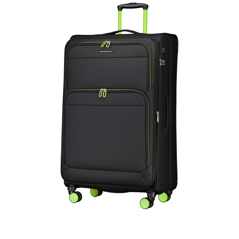 Koffer FLT27 erweiterbar Größe 80 cm Black Neongreen, Farbe: schwarz, Marke: Flanigan, EAN: 4066727007629, Abmessungen in cm: 47x80x30, Bild 2 von 10