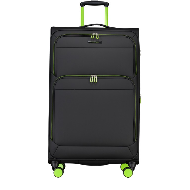 Koffer FLT27 erweiterbar Größe 80 cm Black Neongreen, Farbe: schwarz, Marke: Flanigan, EAN: 4066727007629, Abmessungen in cm: 47x80x30, Bild 1 von 10
