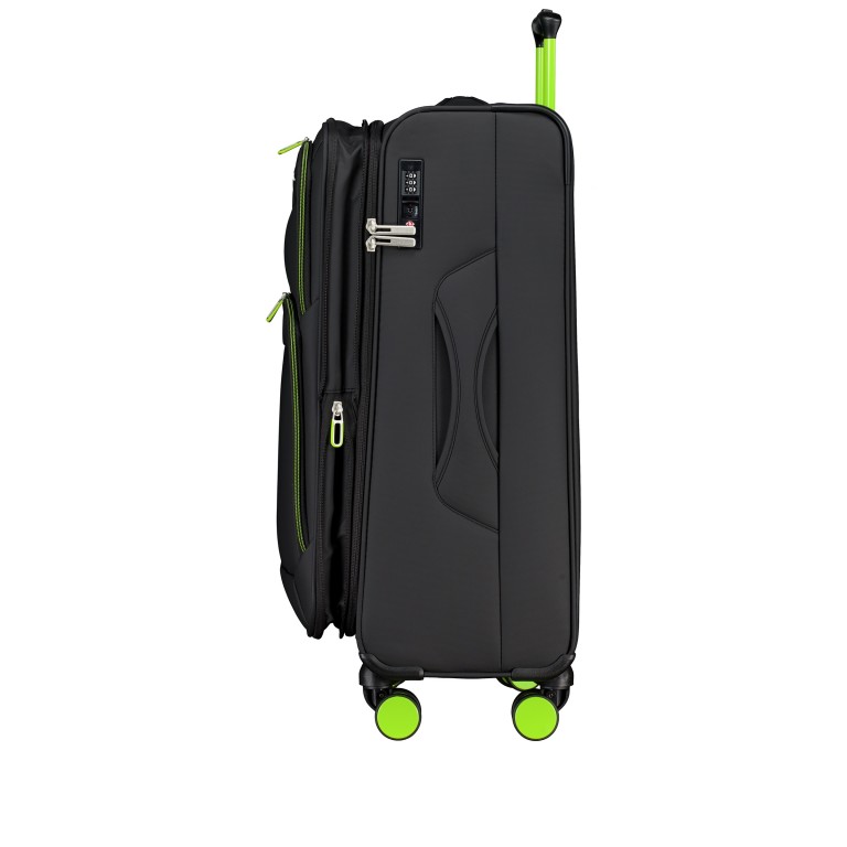 Koffer FLT27 erweiterbar Größe 68 cm Black Neongreen, Farbe: schwarz, Marke: Flanigan, EAN: 4066727007612, Abmessungen in cm: 43x68x27, Bild 4 von 10