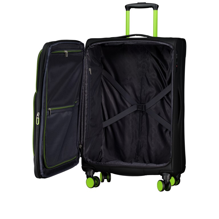 Koffer FLT27 erweiterbar Größe 68 cm Black Neongreen, Farbe: schwarz, Marke: Flanigan, EAN: 4066727007612, Abmessungen in cm: 43x68x27, Bild 9 von 10