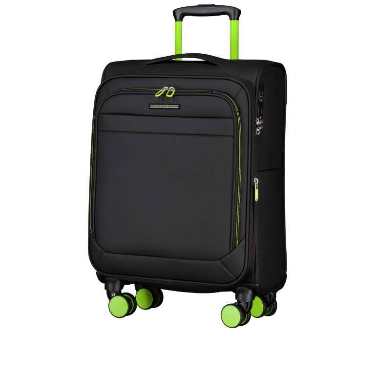 Koffer FLT27 erweiterbar Größe 55 cm Black Neongreen, Farbe: schwarz, Marke: Flanigan, EAN: 4066727007605, Abmessungen in cm: 39x55x23, Bild 2 von 10