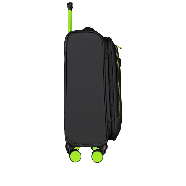 Koffer FLT27 erweiterbar Größe 55 cm Black Neongreen, Farbe: schwarz, Marke: Flanigan, EAN: 4066727007605, Abmessungen in cm: 39x55x23, Bild 6 von 10