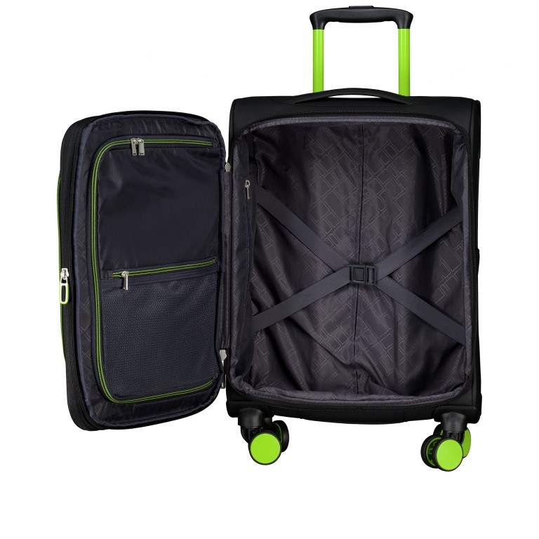 Koffer FLT27 erweiterbar Größe 55 cm Black Neongreen, Farbe: schwarz, Marke: Flanigan, EAN: 4066727007605, Abmessungen in cm: 39x55x23, Bild 8 von 10