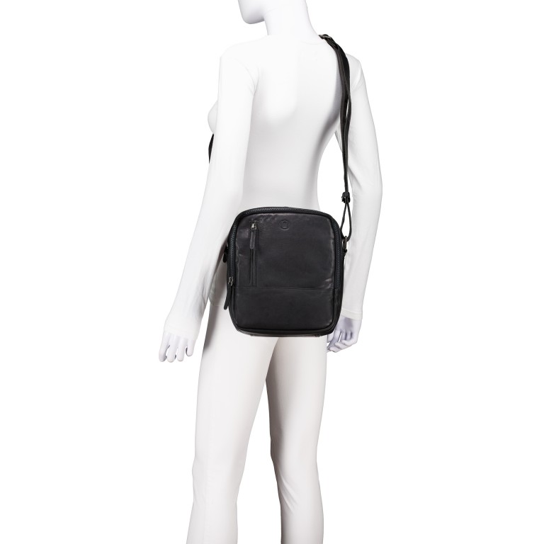 Umhängetasche Black, Farbe: schwarz, Marke: Hausfelder Manufaktur, EAN: 4065646028289, Abmessungen in cm: 20x26x9, Bild 5 von 6