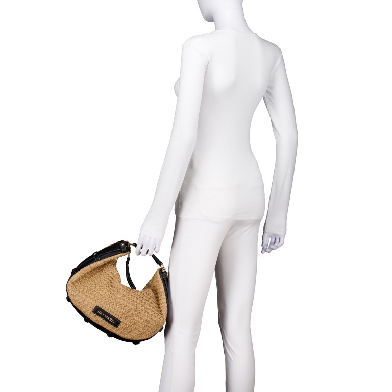 Beuteltasche Lifetime Sister Straw M Sand Black, Farbe: beige, Marke: Hey Marly, EAN: 4262538535409, Abmessungen in cm: 35x27x11, Bild 5 von 7