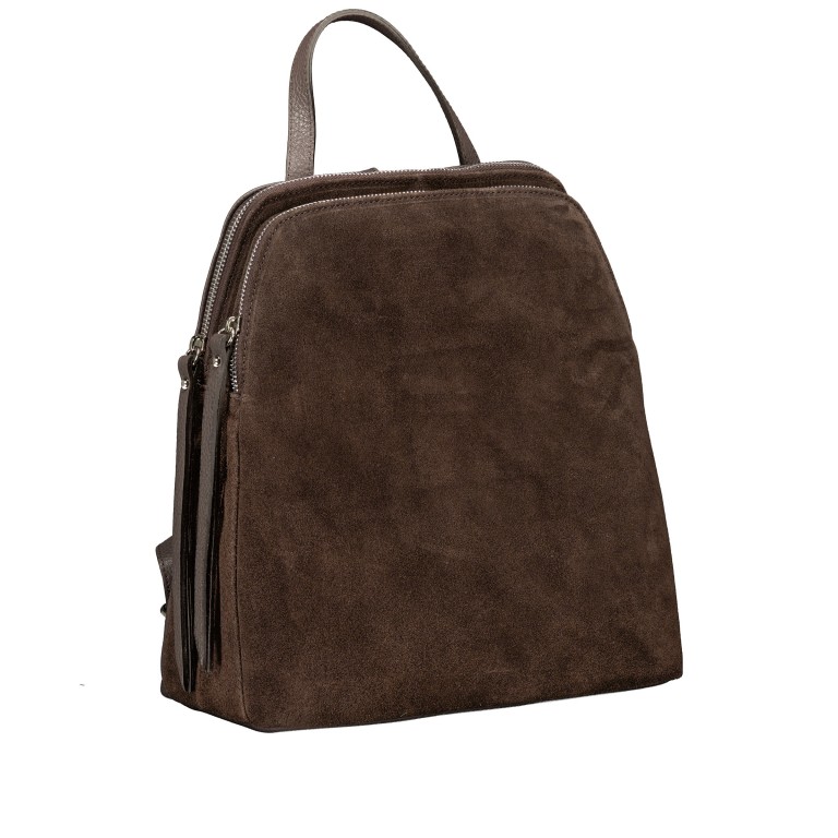 Rucksack Velours Dunkelbraun, Farbe: braun, Marke: Hausfelder Manufaktur, EAN: 4065646029354, Abmessungen in cm: 26x29x15, Bild 2 von 7