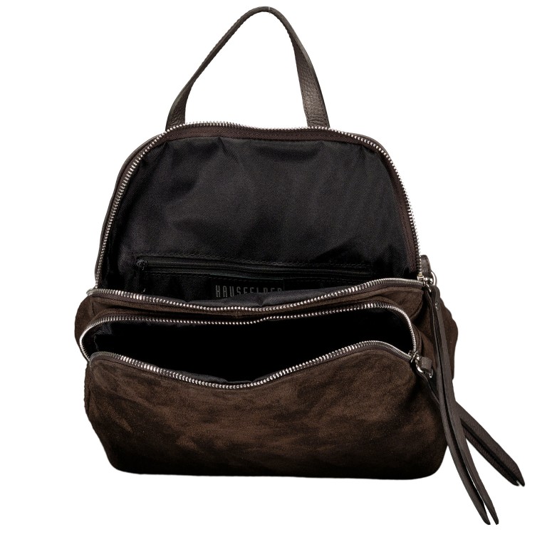 Rucksack Velours Dunkelbraun, Farbe: braun, Marke: Hausfelder Manufaktur, EAN: 4065646029354, Abmessungen in cm: 26x29x15, Bild 7 von 7
