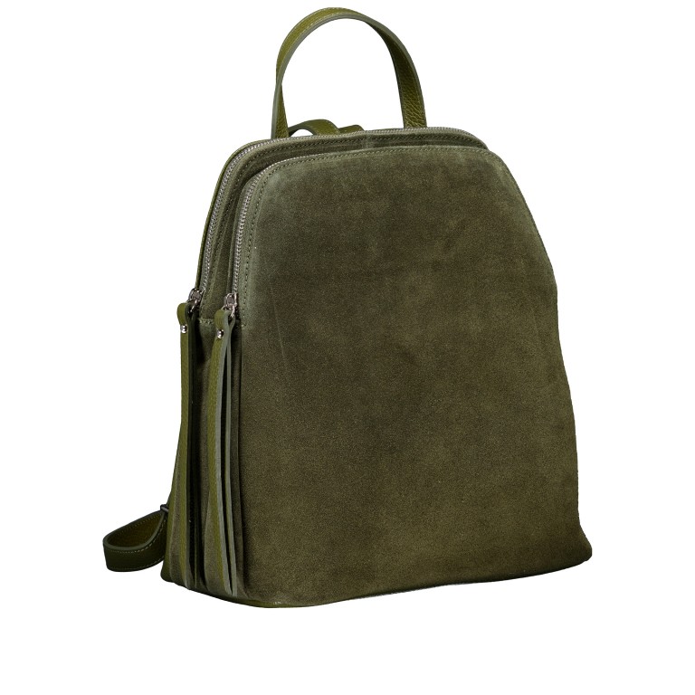 Rucksack Velours Oliv, Farbe: grün/oliv, Marke: Hausfelder Manufaktur, EAN: 4065646029361, Abmessungen in cm: 26x29x15, Bild 2 von 7