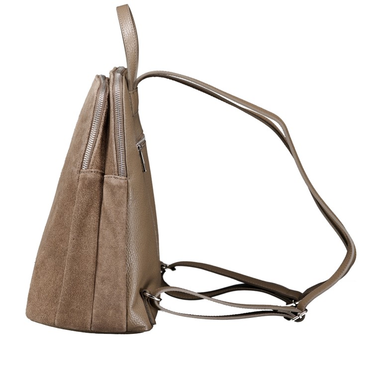 Rucksack Velours Taupe, Farbe: taupe/khaki, Marke: Hausfelder Manufaktur, EAN: 4065646029378, Abmessungen in cm: 26x29x15, Bild 3 von 7