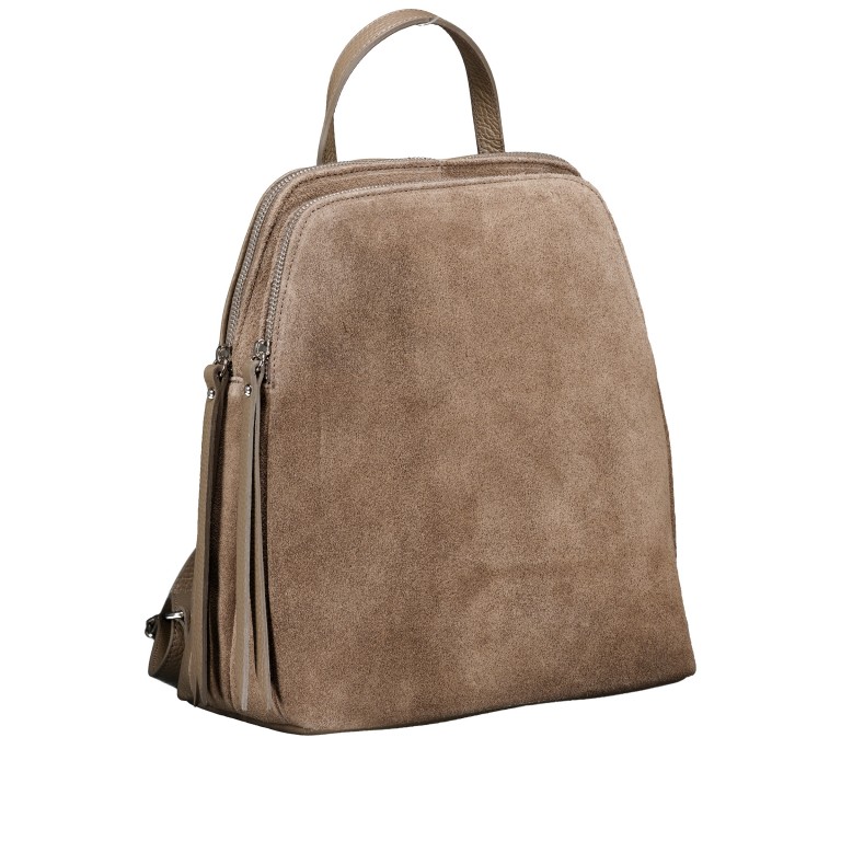 Rucksack Velours Taupe, Farbe: taupe/khaki, Marke: Hausfelder Manufaktur, EAN: 4065646029378, Abmessungen in cm: 26x29x15, Bild 2 von 7