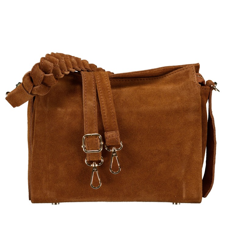 Umhängetasche Velours Cognac, Farbe: cognac, Marke: Hausfelder Manufaktur, EAN: 4065646029507, Abmessungen in cm: 23.5x20x9.5, Bild 1 von 8