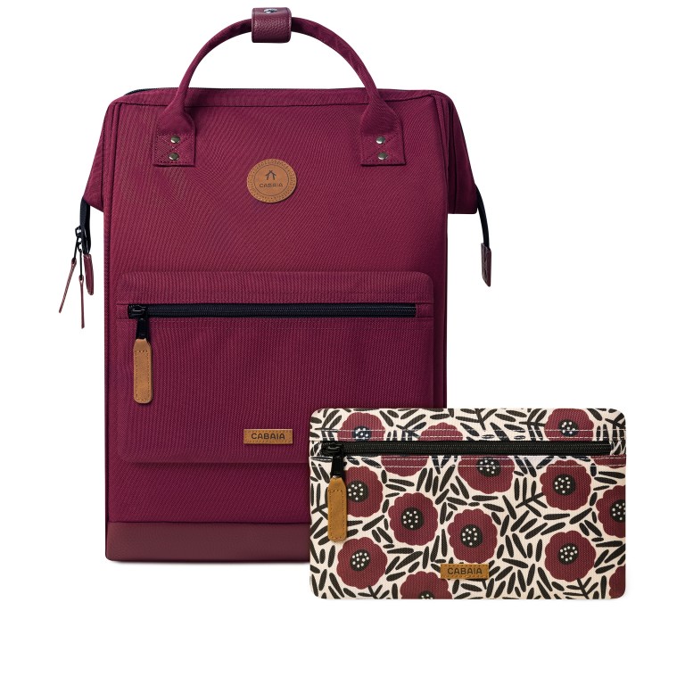 Rucksack Adventurer Large Nice mit zwei auswechselbaren Vortaschen Weinrot, Farbe: rot/weinrot, Marke: Cabaia, EAN: 3701328355052, Abmessungen in cm: 29x46x17, Bild 1 von 10