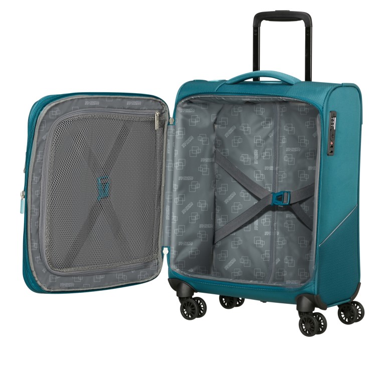 Koffer Summerride Spinner 55 Expandable Totally Teal, Farbe: blau/petrol, Marke: American Tourister, EAN: 5400520384003, Abmessungen in cm: 40x55x20, Bild 8 von 15