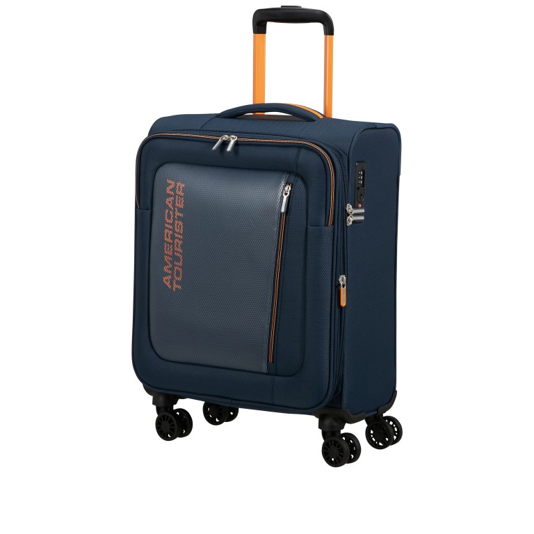 Koffer Aktivus Spinner S erweiterbar Dark Navy Radiant Orange, Farbe: blau/petrol, Marke: American Tourister, EAN: 5400520345226, Abmessungen in cm: 40x55x22, Bild 2 von 13