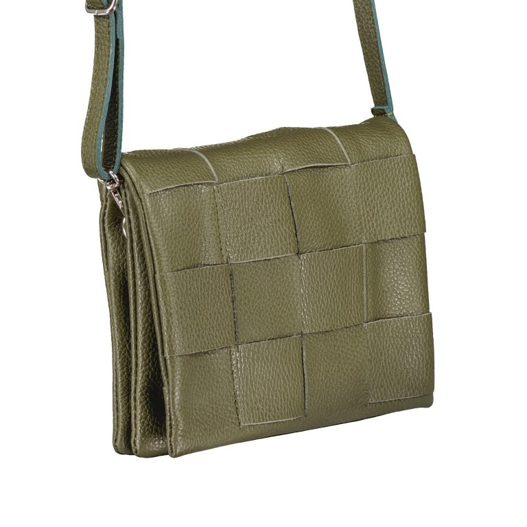 Umhängetasche Oliv, Farbe: grün/oliv, Marke: Hausfelder Manufaktur, EAN: 4065646006010, Abmessungen in cm: 22x17x6, Bild 2 von 6