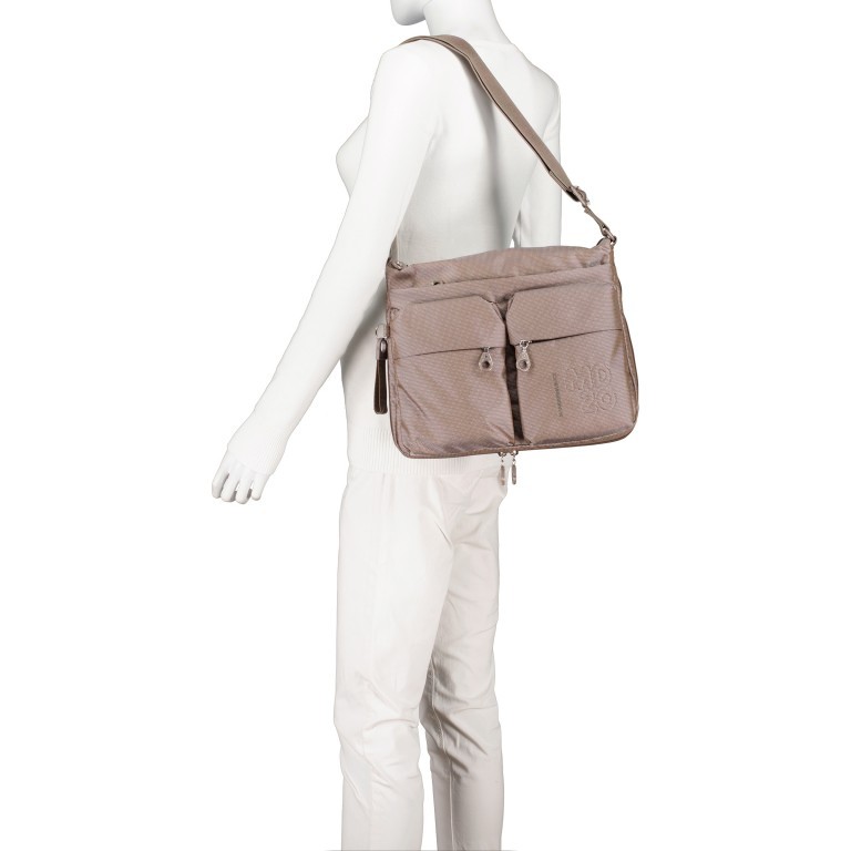 Umhängetasche MD20 QMTX6, Farbe: grau, blau/petrol, taupe/khaki, beige, weiß, Marke: Mandarina Duck, Abmessungen in cm: 33x28x7, Bild 4 von 6