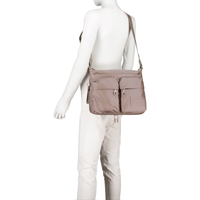 Umhängetasche MD20 QMTX6, Farbe: grau, blau/petrol, taupe/khaki, beige, weiß, Marke: Mandarina Duck, Abmessungen in cm: 33x28x7, Bild 5 von 6
