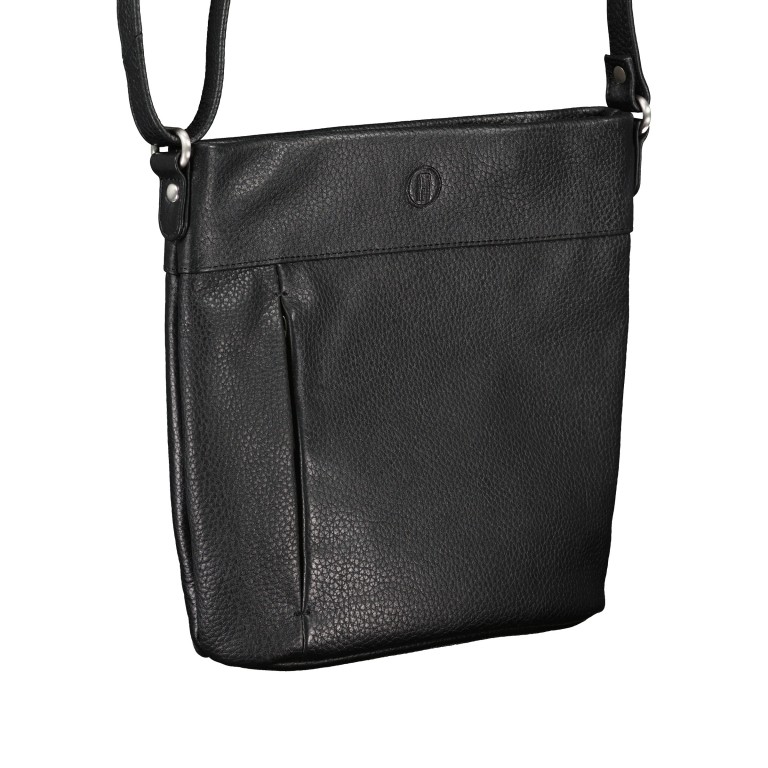Umhängetasche Schwarz, Farbe: schwarz, Marke: Hausfelder Manufaktur, EAN: 4065646007130, Abmessungen in cm: 22x24x7, Bild 2 von 6