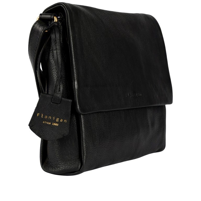 Umhängetasche Finja Satchelbag, Farbe: schwarz, cognac, Marke: Flanigan, Abmessungen in cm: 24.5x21.5x6.5, Bild 2 von 9