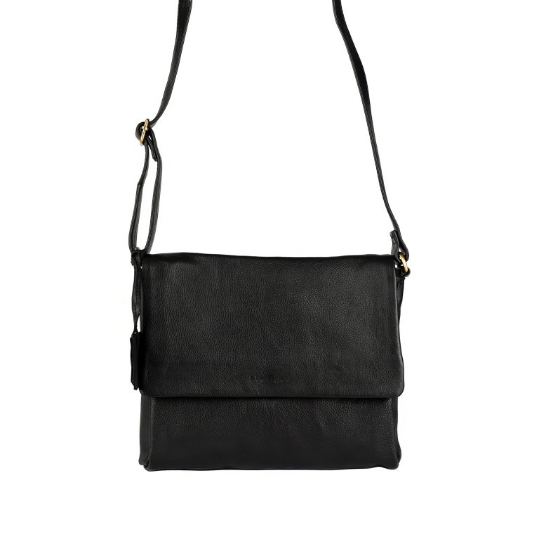 Umhängetasche Finja Satchelbag, Farbe: schwarz, cognac, Marke: Flanigan, Abmessungen in cm: 24.5x21.5x6.5, Bild 9 von 9