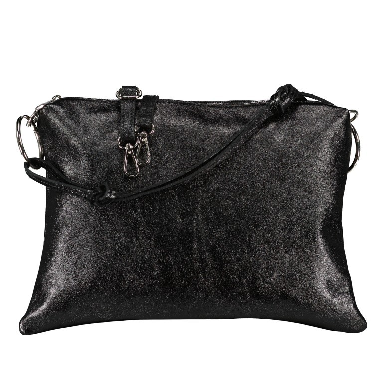 Umhängetasche Metallic, Farbe: schwarz, anthrazit, grau, metallic, Marke: Hausfelder Manufaktur, Abmessungen in cm: 35x25x1, Bild 1 von 8